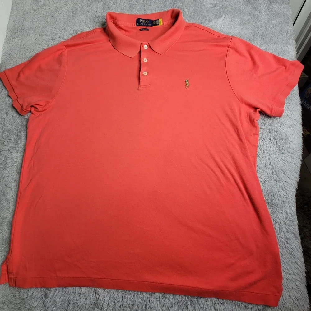 Polo Ralph Lauren Orange Peach Classic Fit Polo Shirt Mens Size XXL Short Sleeve